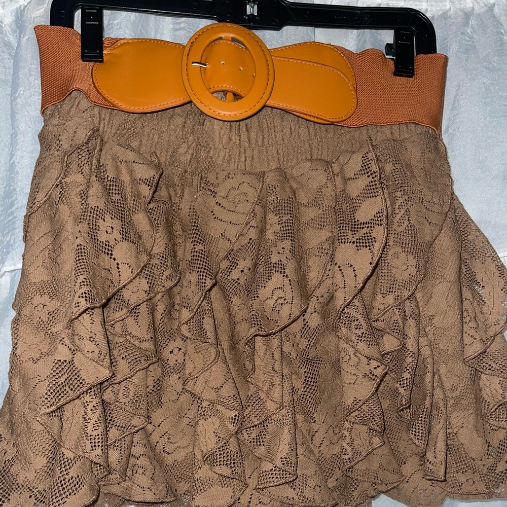 Tan ruffled skirt